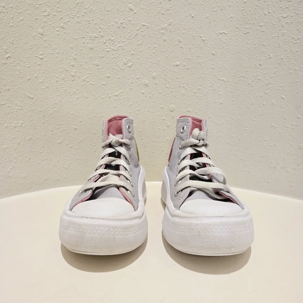 Converse Kids Unisex High Top Grey Platform Sneakers Size 12